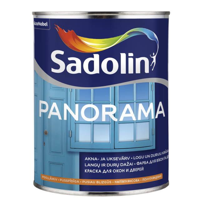 Sadolin Panorama BW Logu un durvju krāsa, pusspīdīga 1L